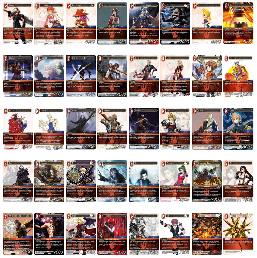 All Stars Draft Cube List FF Trading Card Game